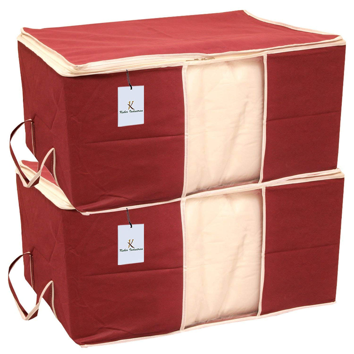 Kuber Industries 4 Piece Non Woven Underbed Storage Organiser Set, Extra Large, Maroon (CTSN040)