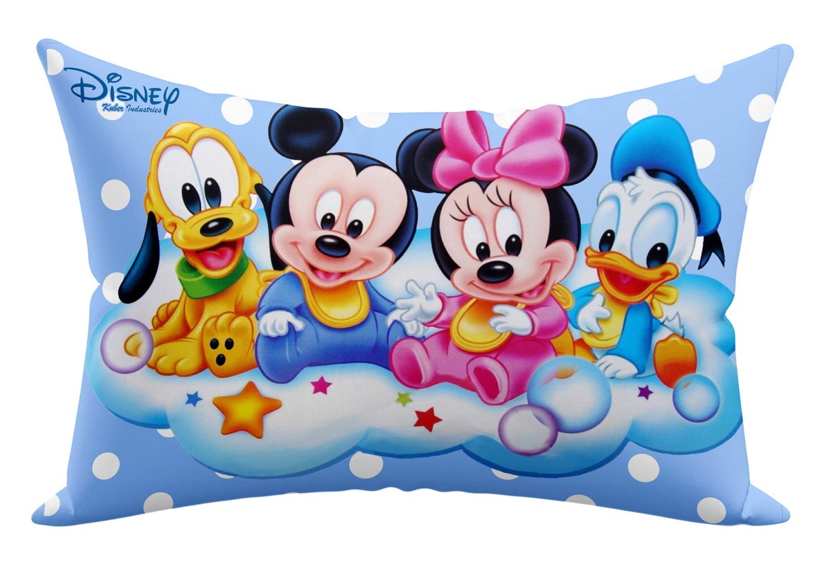 Kuber Industries Disney Print Sleeping Pillow for Kids|Small Pillow for Baby|Soft Microfiber Pillow|Size 12x18 (Sky Blue)