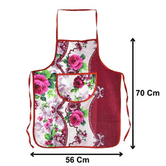 Heart Home Flower Printed Oil Stain Resistant Cooking Kitchen Apron for Men Women with 1 Front Pocket (Pink)