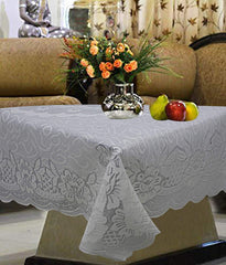 Kuber Industries Floral Design Cotton 4 Seater Center Table Cover 60"x40"(Cream)-CTKTC032939