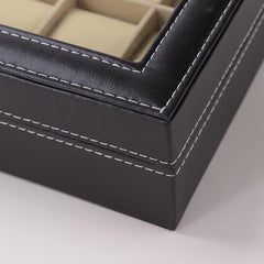 Kuber Industries 12 Slots Watch Organizer|Watch Storage Box For Men & Women|Secure Closer|Wrist Watch Display BoxBlack|