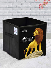Heart Home Disney Mickey Lion King Print Non Woven Fabric 2 Pieces Foldable Large Size Cloth Storage Box Toy, Books Wardrobe Organiser Cube with Handle (Black & Maroon)-HEART10802