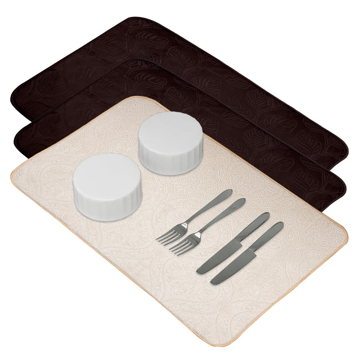 Kuber Industries Dish Dry Mat | Microfiber Self Drying Mat | Kitchen Drying Mat | Water Absorbent Kitchen Mat | Embossed Dish Dry Mat | 50x70 | Pack of 3 | Multicolor