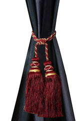 Kuber Industries Polyester 2 Pieces Curtain Tie Back Tassel Set (Maroon) CTKTC33500