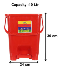 Heart Home Premium Plastic Pedal Dustbin 10 Ltr (Black & Red & Blue)-Pack of 3