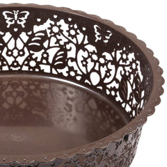 Kuber Industries Leaf Design Multipurpose Round Shape Basket Ideal For Friuts, Vegetable, Toys Small & Large Pack of 2 (Brown)