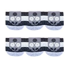 Kuber Industries Flower Design Cotton 3 Seater Sofa Cover Set|Premium Cotton & Flower Design|Pack of 2 (Black)