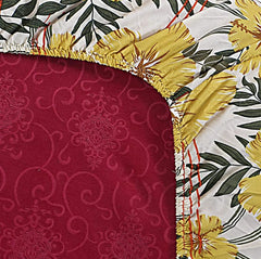 Kuber Industries Fitted Double Bedsheet|Elastic 130 GSM Polycotton King Printed Double Bedsheet with 2 Pillow Covers, 90x37 Inch (Yellow)