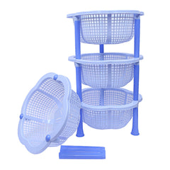 Kuber industries Plastic 2 Pieces 4 Layer Multi-Purpose Kitchen Storage Basket Rack (Blue)-CTKTC25224
