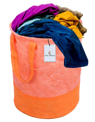Kuber Industries Laheriya Printed 2 Pieces Waterproof Canvas Laundry Bag, Toy Storage, Laundry Basket Organizer 45 L (Orange) CTKTC034630
