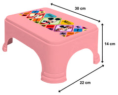 Kuber Industries Disney Mickey Minnie Print Square Plastic Bathroom Stool, Adults Simple Style Stool Anti-Slip with Strong Bearing Stool for Home, Office, Kindergarten (Pink) -HS_35_KUBMARTS17694