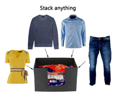 Heart Home Non-Woven Foldable Saree Stacker, Wardrobe Organizer, Storage Bin With Handle- Pack of 2 (Black)-HS43HEARTH26352