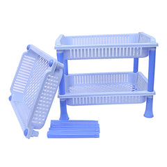 Kuber industries Plastic 3 Layer Multi-Purpose Kitchen Storage Basket Rack (Blue)-CTKTC25246