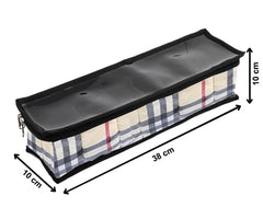 Kuber Industries Check Design Styleys Wrist Watch Organizer Case Kit -6 Roll Watch Box-Pack of 2 (Cream)