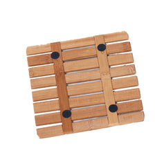 Kuber Industries Bamboo 6 Piece Table Coaster and Pan Pot Holder Set - Brown
