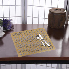 Heart Home Stain & Heat Resistant, Non-Slip Square Soft Leather Table Placemats, Set of 4 (Gold), Standard (HS39HEARTH021952)