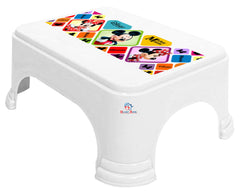 Heart Home Disney Mickey Minnie Print Square Plastic Bathroom Stool, Adults Simple Style Stool Anti-Slip with Strong Bearing Stool for Home, Office, Kindergarten (Whte) -HS_35_HEARTHS17718