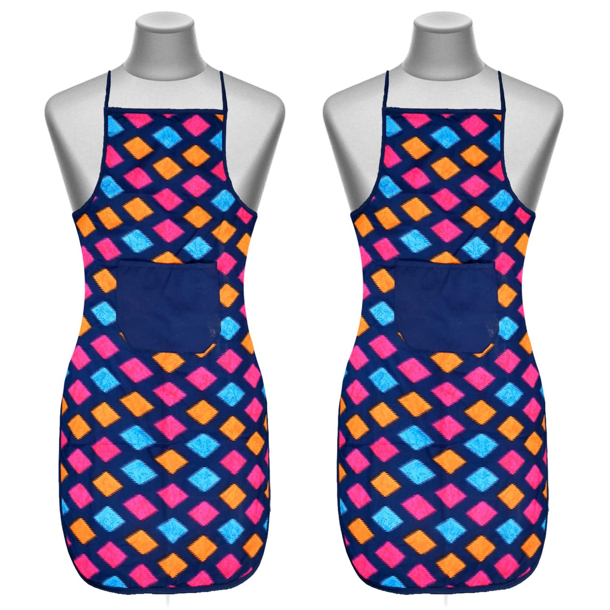 Kuber Industries Flower Printed Apron with 1 Front Pocket (Pack of 1, Blue)