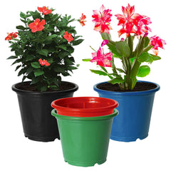 Kuber Industries Durable Plastic Flower Pot|Gamla for Indoor Home Decor & Outdoor Balcony,Garden,6"x5",Pack of 4 (Multicolor)
