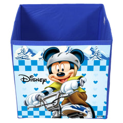Heart Home Disney Mickey Print Durable & Collapsible Square Storage Box|Clothes Organizer With Handle,Pack of 2 (Blue)