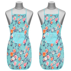 Heart Home Flower Printed Apron with 1 Front Pocket- Pack of 2 (Green)-50HH0713