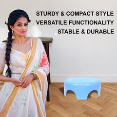 Heart Home Bathroom Stool | Plastic Bathroom Stool for Bathing | Bathroom Stool for Senior Citizen | Patla for Toilet | Sumo Stool | Sky Blue