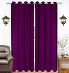 Kuber Industries 2 Pieces Polyester Eyelet Door Curtain 7 Feet (Pink)-CTKTC014236
