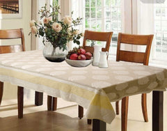 Kuber Industries Flower Design Shining Cotton 6 Seater Dining Table Cover 60"x90" (Cream) - CTKTC40140