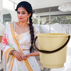 Heart Home Bucket|Plastic Bucket for Bathroom|Bucket for Bathing|Unbreakable Bucket with Handle|16 Liter (Yellow)