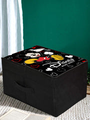 Kuber Industries Disney Mickey Mouse Print Non Woven 2 Pieces Fabric Foldable Shirt Cover Storage Organizer Box with with Lid, Extra Large (Black)-KUBMART3467