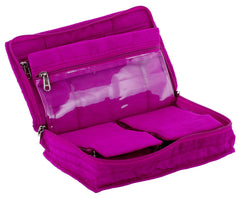 Kuber Industries Cotton Jewellery Kit with 2 Large and 4 Small Pockets with 2 Extra Pocket, Pink