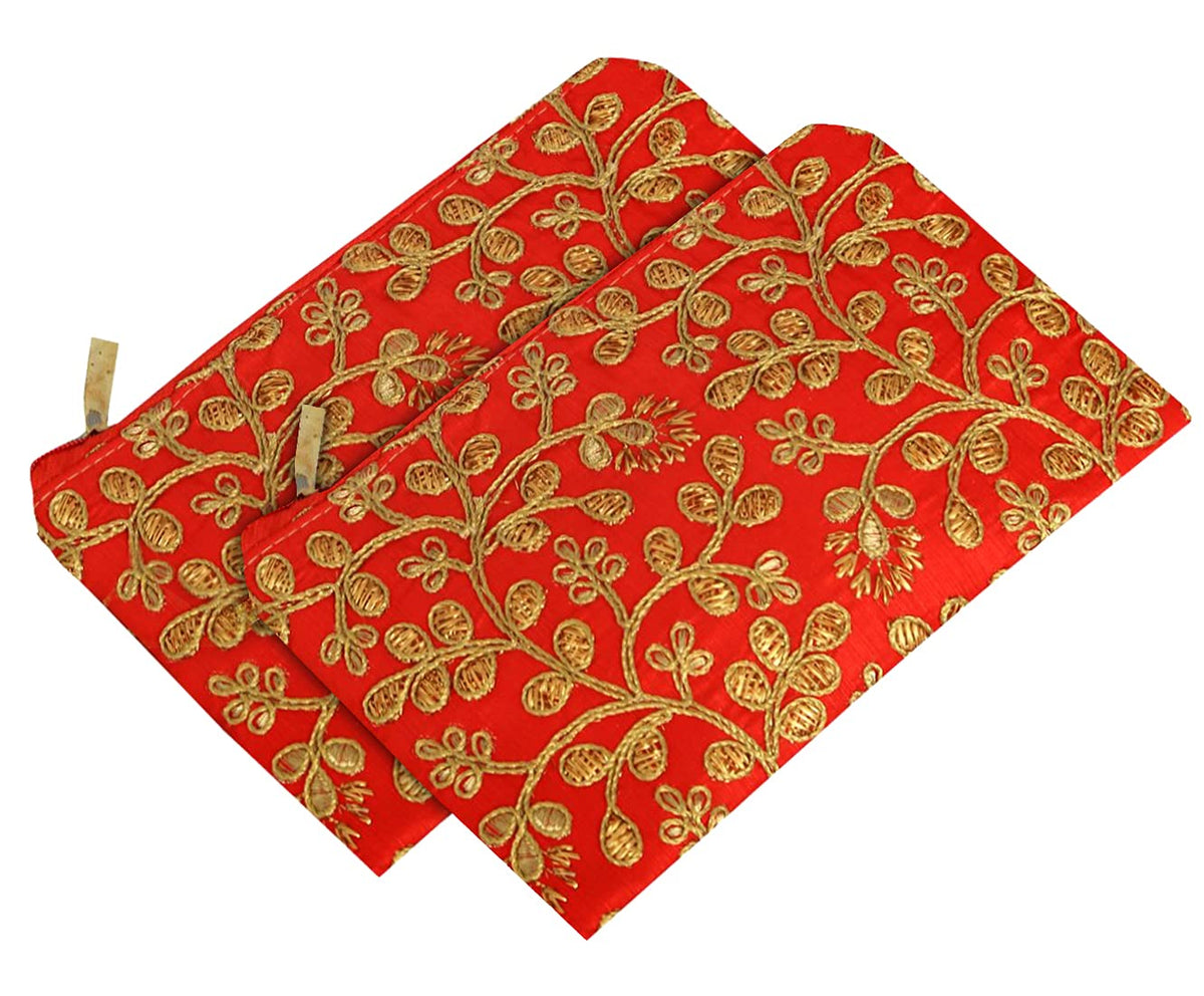 Kuber Industries Embroidery Hand Purse/Wallet For Women- Pack of 2 (Red) (HS39KUBMART022021)