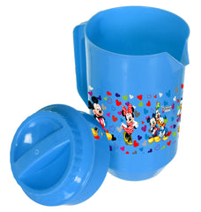 Heart Home Multiuses Mickey & Friends Print Leak Proof Unbreakable Plastic Water Jug with Lid for Water, Juice, Milk 2 Liter Pack of 2 (Blue)
