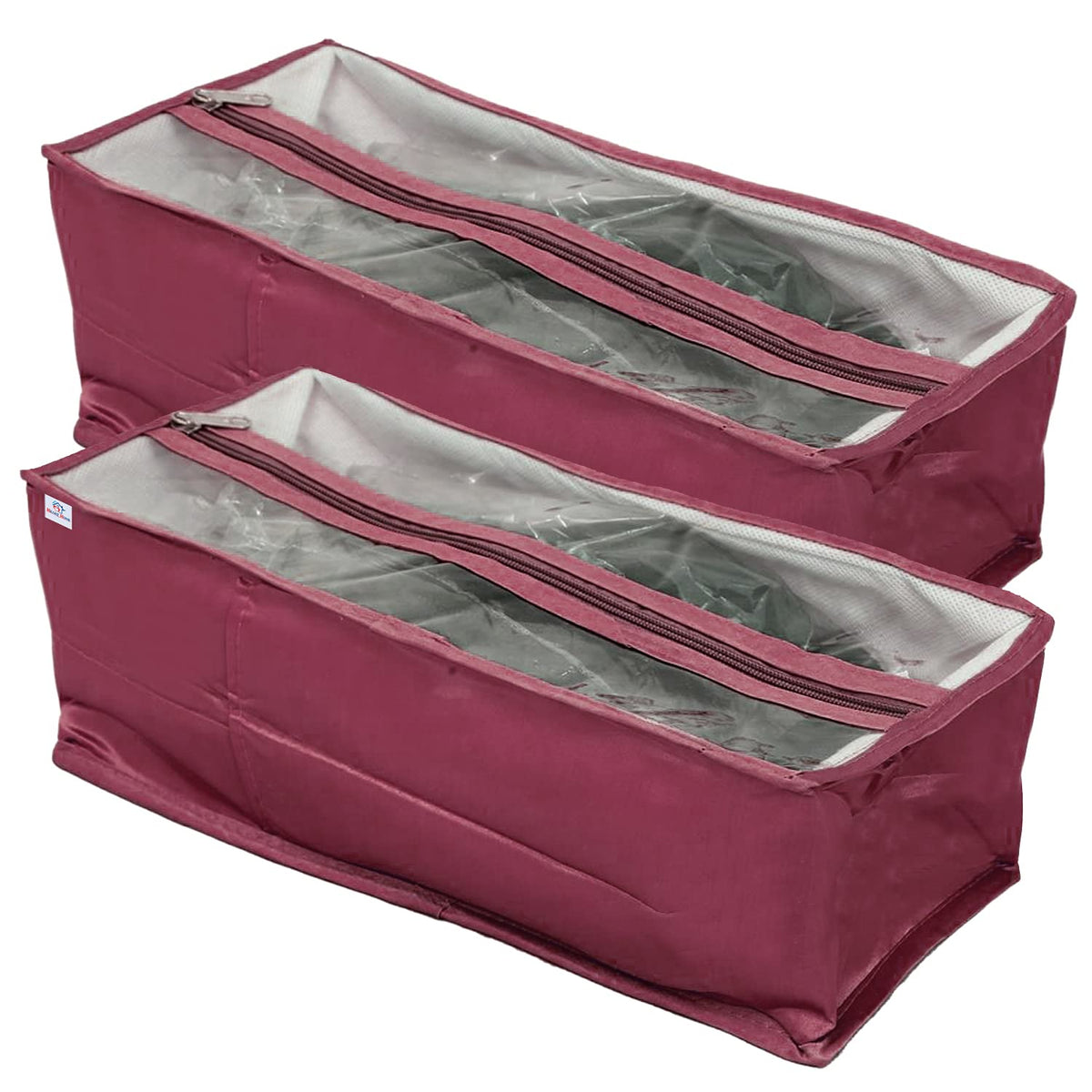 Heart Home Tranasparent Top Travel Shoe Bag Portable Travel Shoe Tote Bag Packing Organizer for Men Women & Kid With 1 Extra Pockets For Socks-Pack of 2 (Purple)-HS_38_HEARTH20935