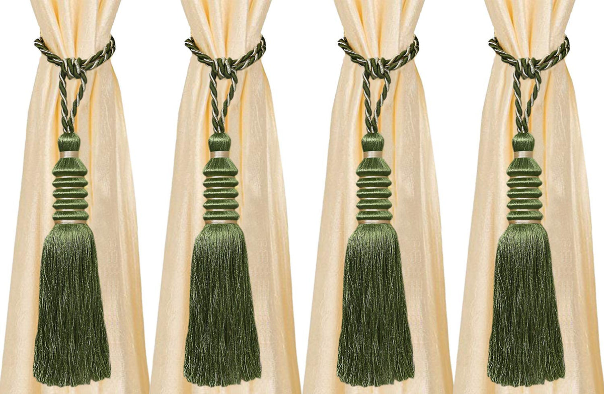 Kuber Industries Polyester 4 Pieces Curtain Tie Back Tassel Set (Green) -CTKTC12857
