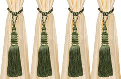 Kuber Industries Polyester 4 Pieces Curtain Tie Back Tassel Set (Green) -CTKTC12857