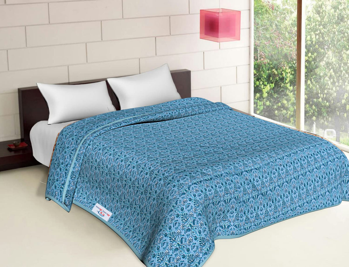 Heart Home Lightweight Paisley Design Cotton Reversible Double Bed Dohar|AC Blanket for Home & Travelling (Light Green)
