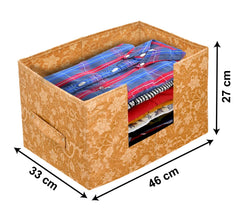 Heart Home Metallic Flower Printed Multiuses Non-Woven Closet Organizer, Storage Bin, Shelf Storage Oragnizer With Handle (Brown)-HS43HEARTH26397