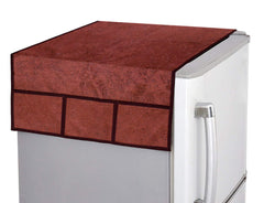 Kuber Industries Fruit Basket Design 3 Pieces PVC Fridge Mats and 1 Piece Fridge Top Cover (Maroon) - CTKTC039631