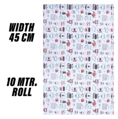 Heart Home Shelf Liner | EVA Kitchen Cabinet Shelf Mat | Anti-Slip Bathroom Mat | Fridge Mat | Table Mat | Coffee House Print Wardrobe Mat | 10 Meter | White