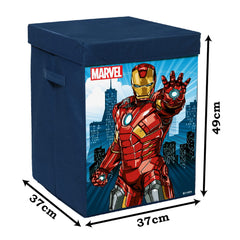 Heart Home Marvel Ironman Print Foldable Laundry Basket|Clothes Storage Basket With Handle & Lid,60 Ltr.(Navy Blue)