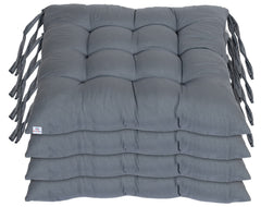 Heart Home Microfiber Square Chair Pad/Cushion for Office, Home or Car Sitting with Ties-Pack of 4, 18 * 18 Inch (Grey), Standard (HS_37_HEARTH020823)