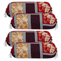 Kuber Industries Bolster Cover|Soft Cotton Bolster Cover Set|Diwan Round Bolster Pillow Covers|Luxurious Floral Print Roll Masand Cover|16x32 Inch|Pack of 4 (Multi)