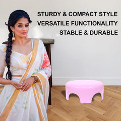 Heart Home Bathroom Stool | Plastic Bathroom Stool for Bathing | Bathroom Stool for Senior Citizen | Patla for Toilet | Sumo Stool | Pack of 2 | Multicolor