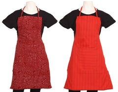 Kuber Industries Cotton 2 Piece Kitchen Apron with Front Pocket Set - Multicolour