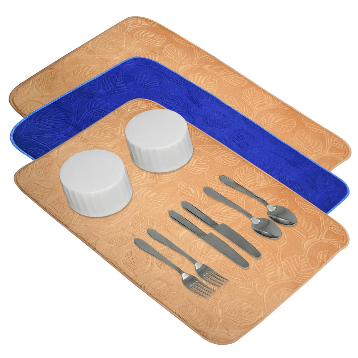 Kuber Industries Dish Dry Mat | Microfiber Self Drying Mat | Kitchen Drying Mat | Water Absorbent Kitchen Mat | Embossed Dish Dry Mat | 38x50 | Pack of 3 | Multicolor