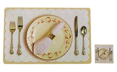 Kuber Industries Breakfast Design PVC 6 Piece Dining Table Placemat Set with Tea Coasters (Brown) CTKTC33377