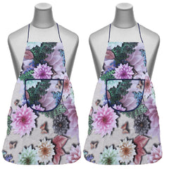 Kuber Industries Apron|PVC Unique Floral Printed Kitchen Chef Cloth|Waterproof Centre Pocket Apron With Tying Cord for Men & Women,Pack of 2 (Multicolor)