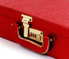 Kuber Industries Wooden Number Lock System 2 Rod Bangle Box|Singaardani|Vanity Organizer With Mirror & Handle (Maroon)