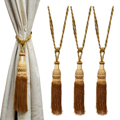 Heart Home Tassel Set | Curtain Tie Back Tassel Set | Curtain Holder Tieback | Curtain Tieback | Curtain Holder for Home & Office Décor | Moti Kit Pit Tassel | Pack of 4 | Golden